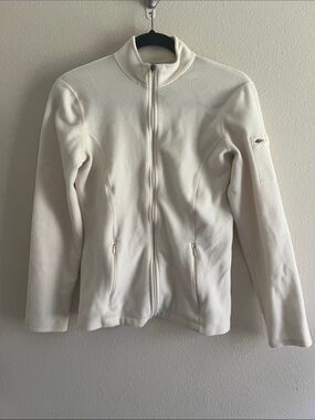 L.L.Bean Fleece Jacket White Full Zip Lightweight Soft Outdoor Zip Pockets XS